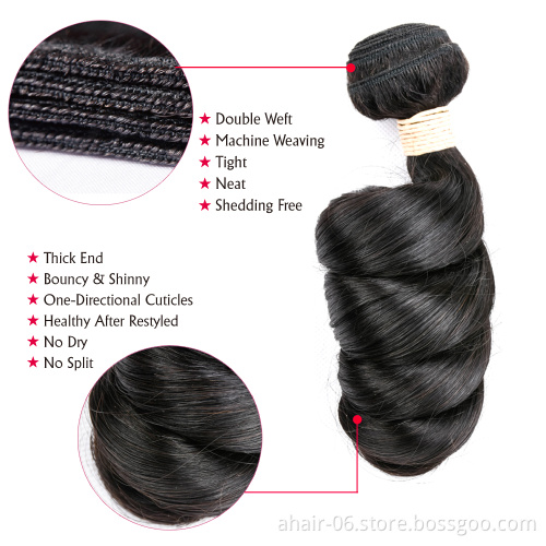 Wholesale good quality virgin hair loose wave brazilian human hair weave bundles with lace frontals